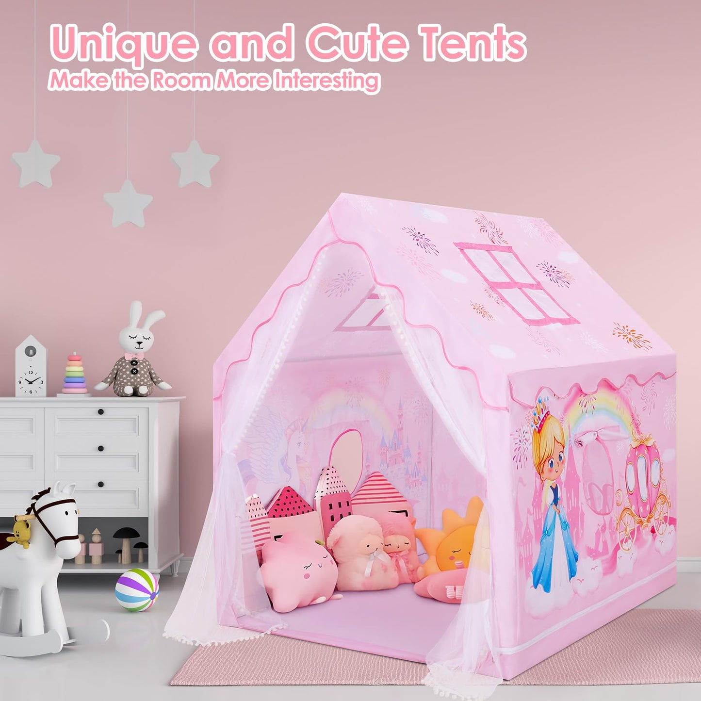 Decalsweet Kids Tent Playhouse – Large Foldable Indoor/Outdoor Play Tent for 2–3 Children