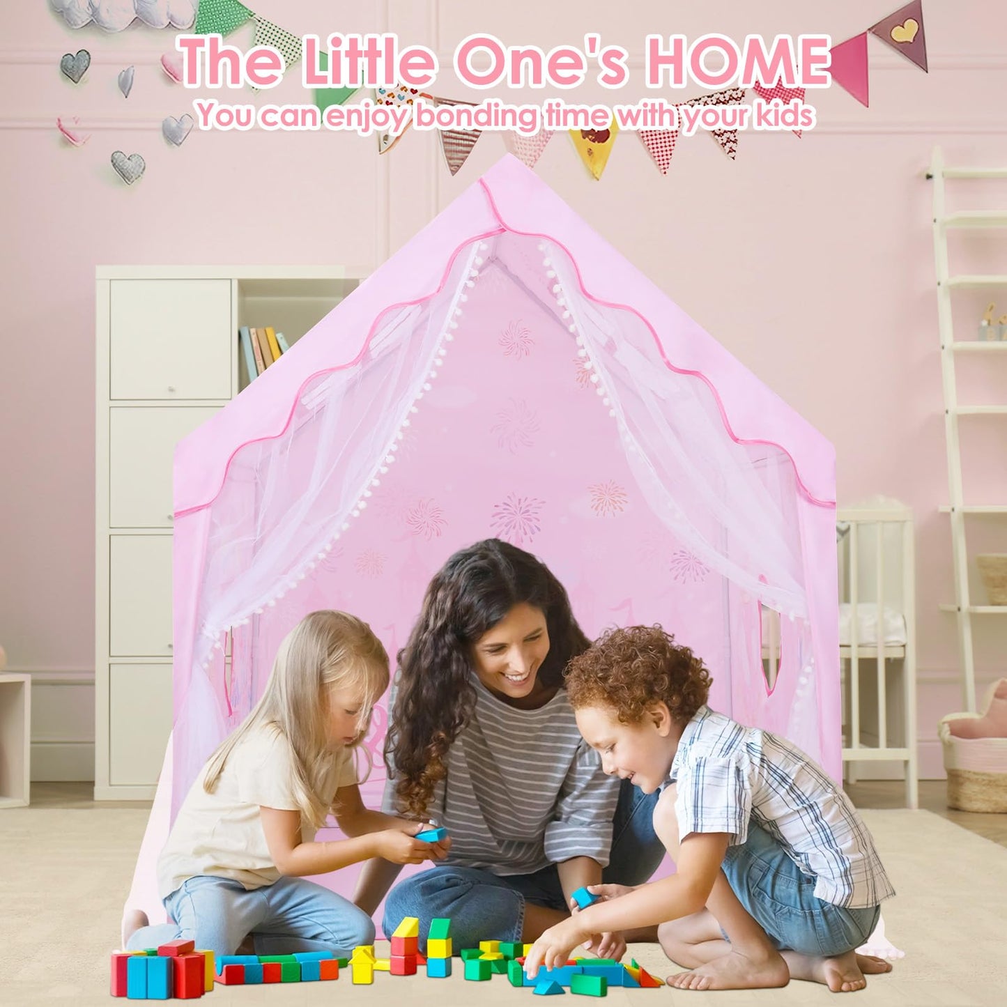 Decalsweet Kids Tent Playhouse – Large Foldable Indoor/Outdoor Play Tent for 2–3 Children