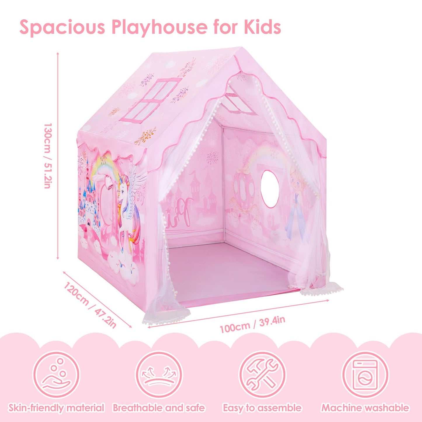 Decalsweet Kids Tent Playhouse – Large Foldable Indoor/Outdoor Play Tent for 2–3 Children