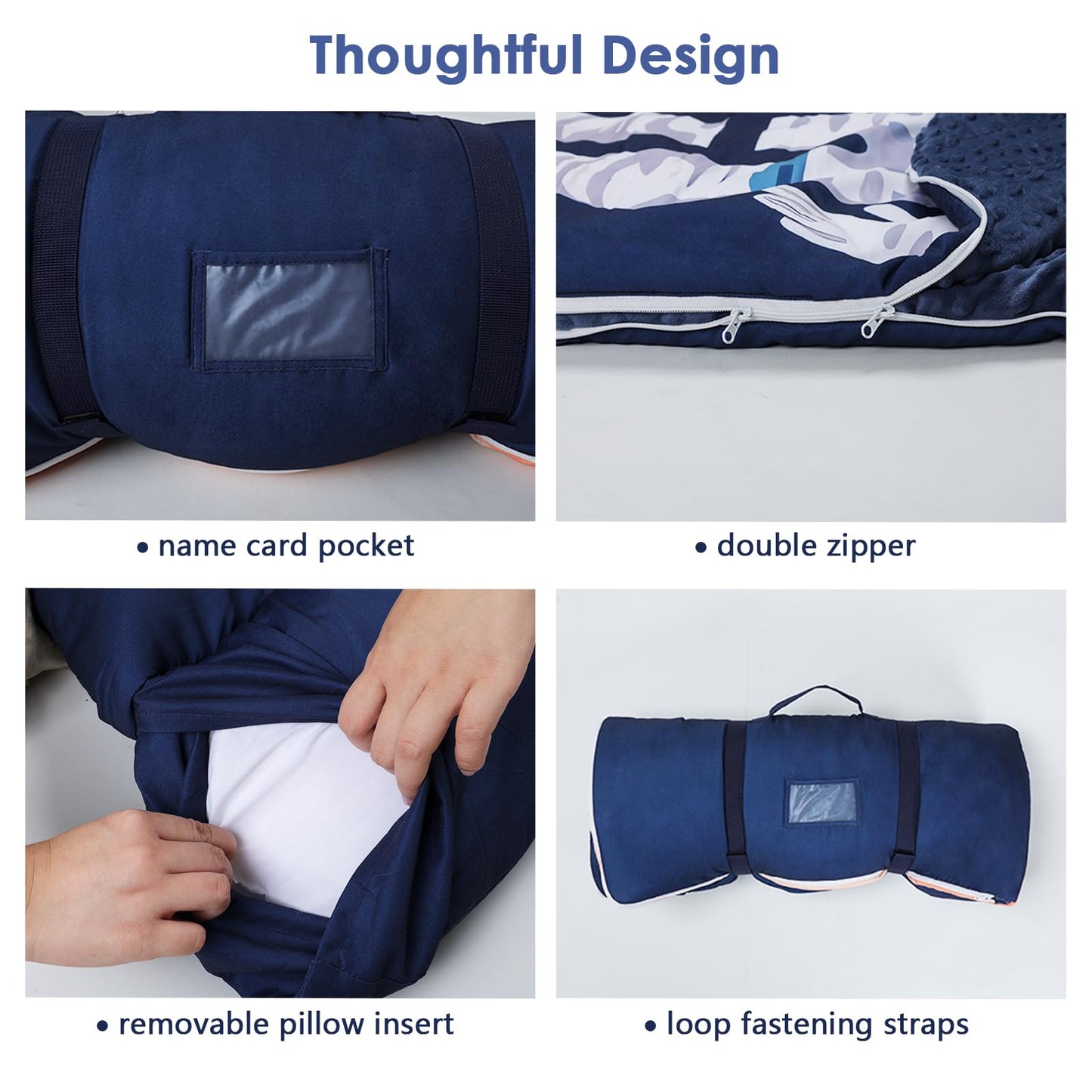 Decalsweet Kids Sleeping Bag Toddler Nap Mat with Removable Pillow – Astronauts, 59x23