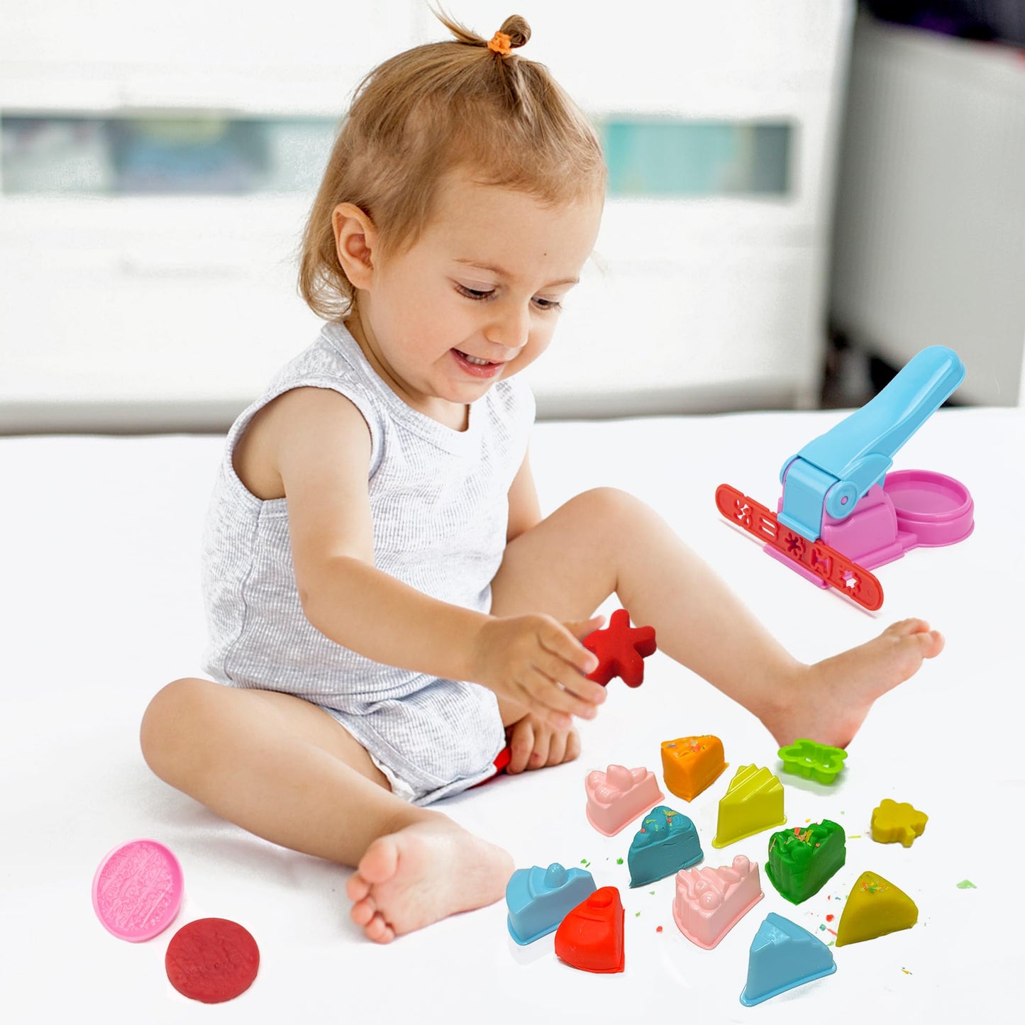 Decebaya Dough Tools Play Set for Kids – Stamps, Cutters, Roller, Molds & Storage Box
