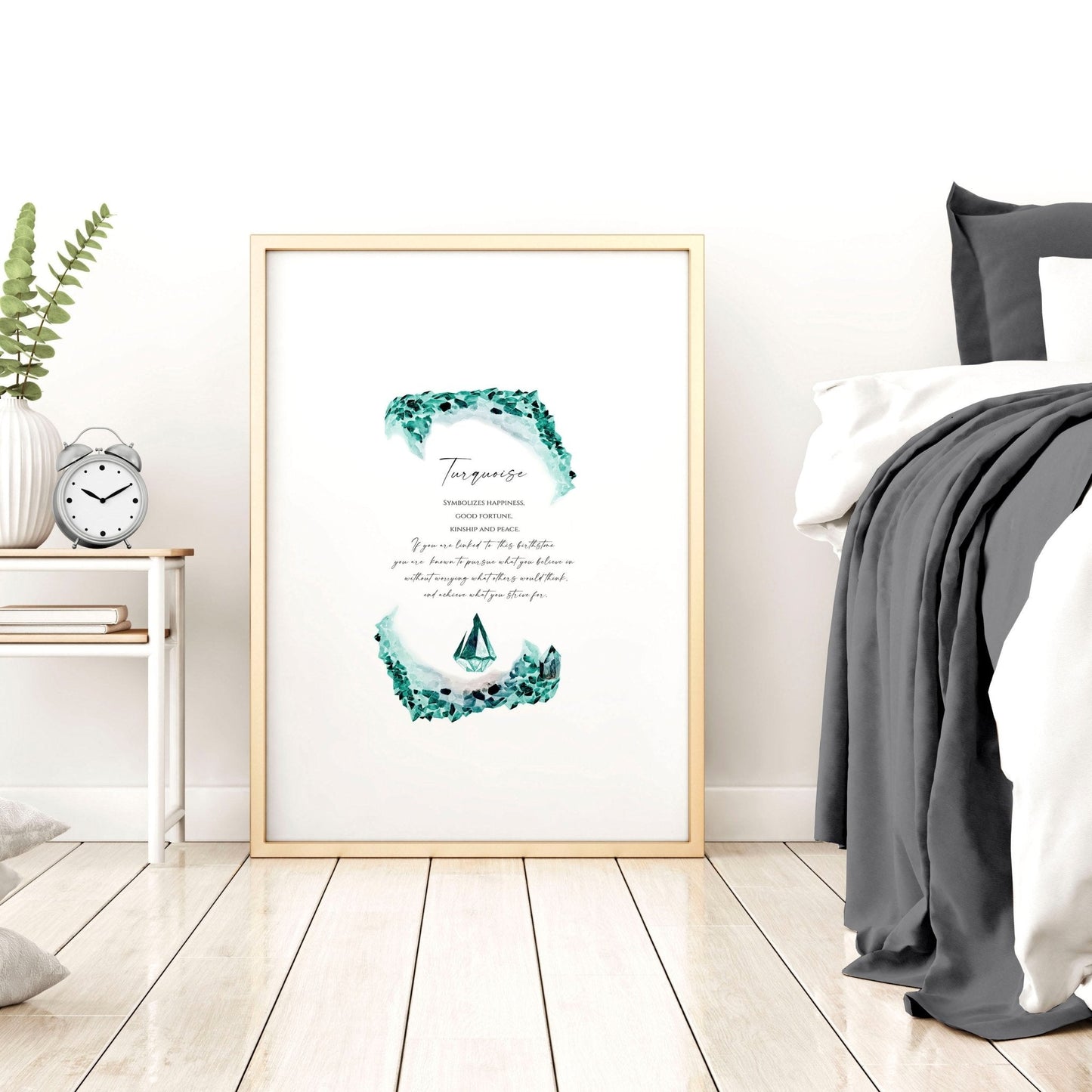 Birthstone Turquoise framed wall art print