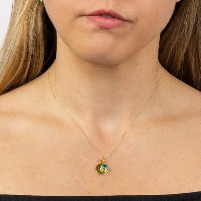 December Yellow Gold Plated Birthstone Engravable Disc Necklace P5019