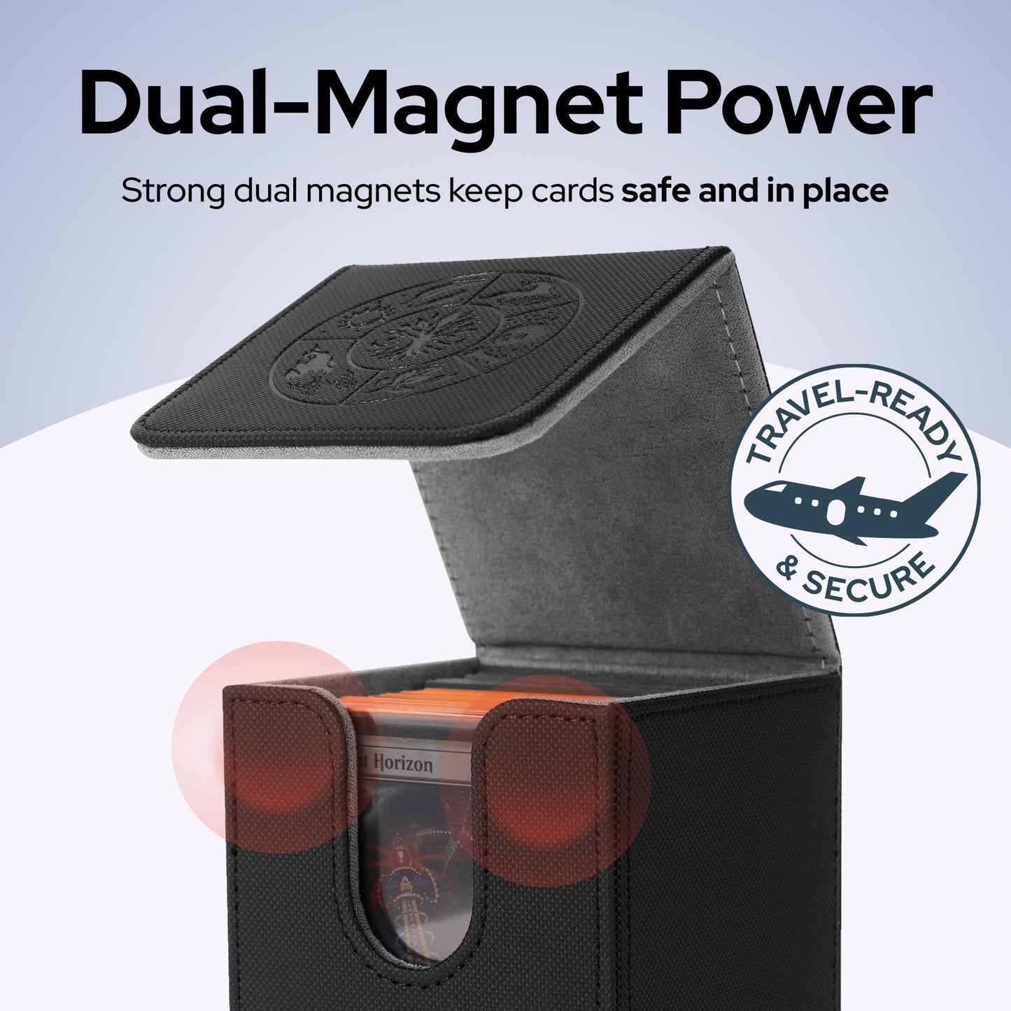 DeckDwell Card Deck Box for MTG Commander – 100+ Single-Sleeved, Magnetic PU Leather Case (Black)