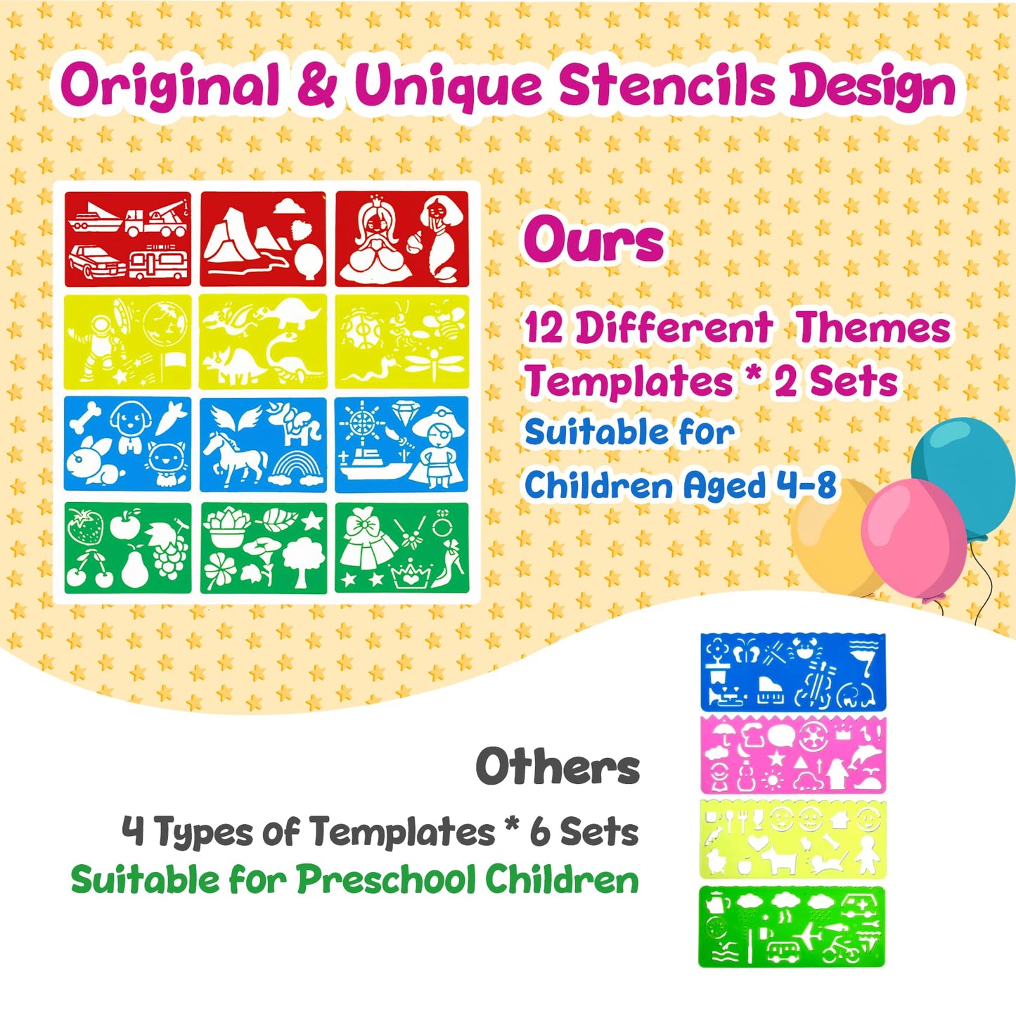 Decojoy Rainbow Scratch Art Notebooks – 24-Set Party Favors with Reusable Stencils