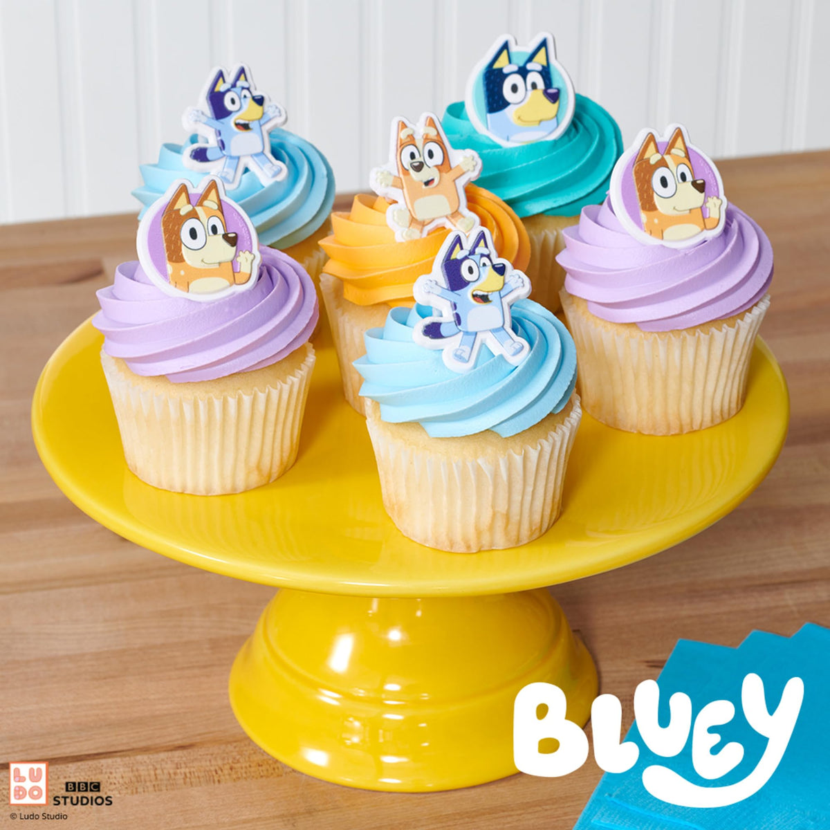 DecoPac Bluey So Much Fun Cupcake Rings – 24 Pack, 3D Food Safe Toppers