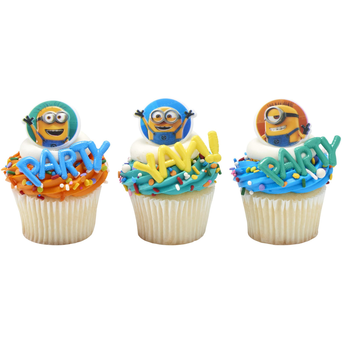 DecoPac Minions Cupcake Rings – 24 Despicable Me Characters (Phil, Carl & Bob) | Cake Decorating