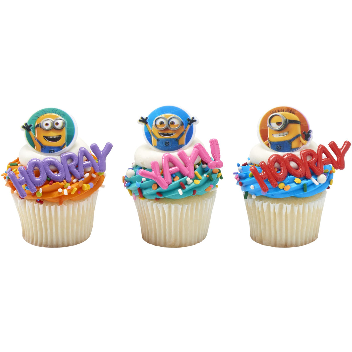 DecoPac Minions Cupcake Rings – 24 Despicable Me Characters (Phil, Carl & Bob) | Cake Decorating