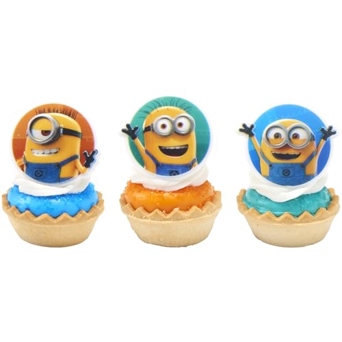 DecoPac Minions Cupcake Rings – 24 Despicable Me Characters (Phil, Carl & Bob) | Cake Decorating
