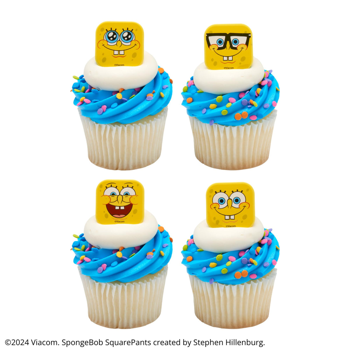 DecoPac SpongeBob Mood Faces Cupcake Rings – 24 Pack (Officially Licensed)
