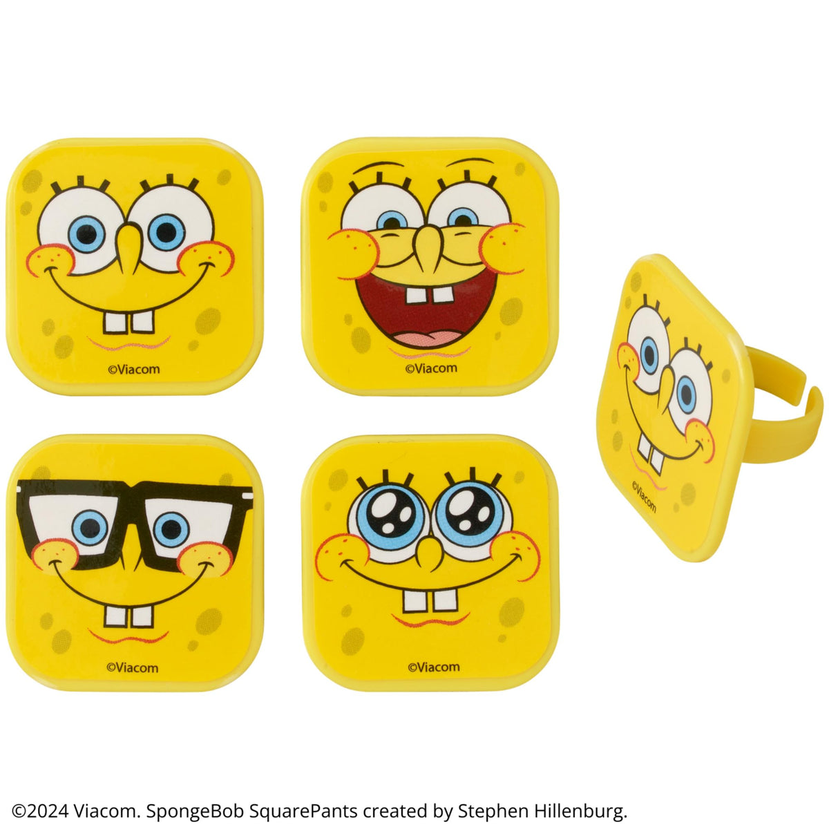 DecoPac SpongeBob Mood Faces Cupcake Rings – 24 Pack (Officially Licensed)