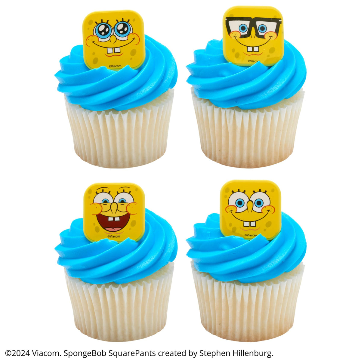 DecoPac SpongeBob Mood Faces Cupcake Rings – 24 Pack (Officially Licensed)