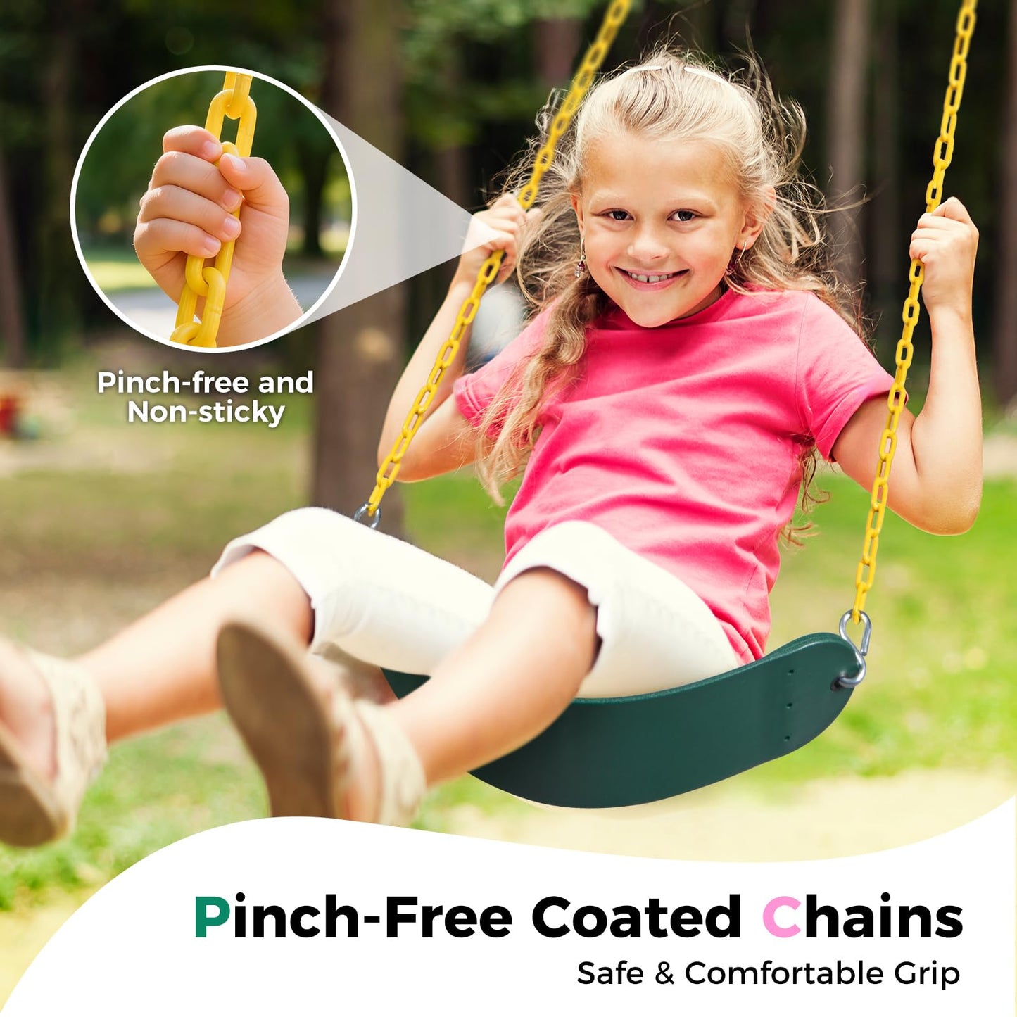 Decorlife 2-Pack Outdoor Swing Seats with 66-Inch Chains – Anti-Slip EVA, Rust-Resistant, 330lb