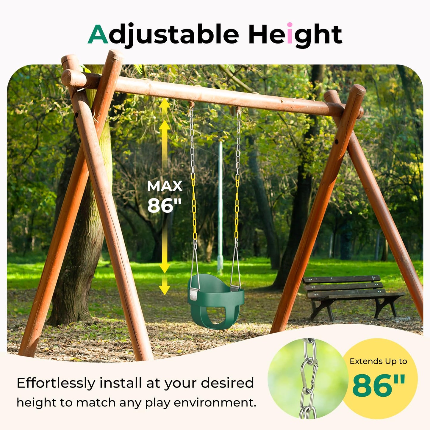 DECORLIFE Toddler Swing - Outdoor Baby Swing, 330 lb Capacity, Safe Chains