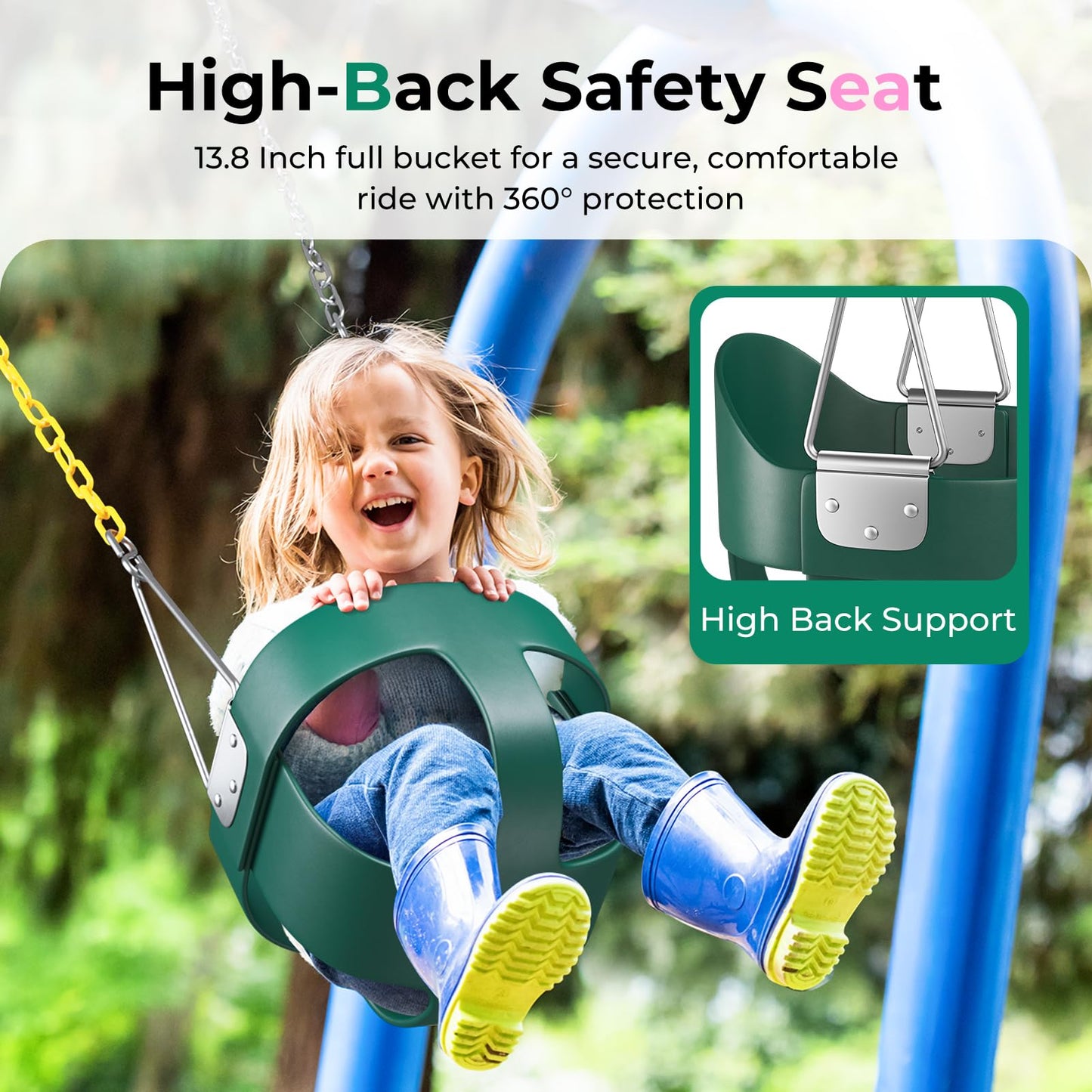 DECORLIFE Toddler Swing - Outdoor Baby Swing, 330 lb Capacity, Safe Chains