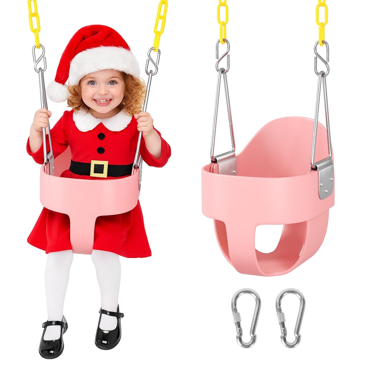 DECORLIFE Toddler Swing – High Back Full Bucket Seat, 330 lb Capacity, Outdoor Pink