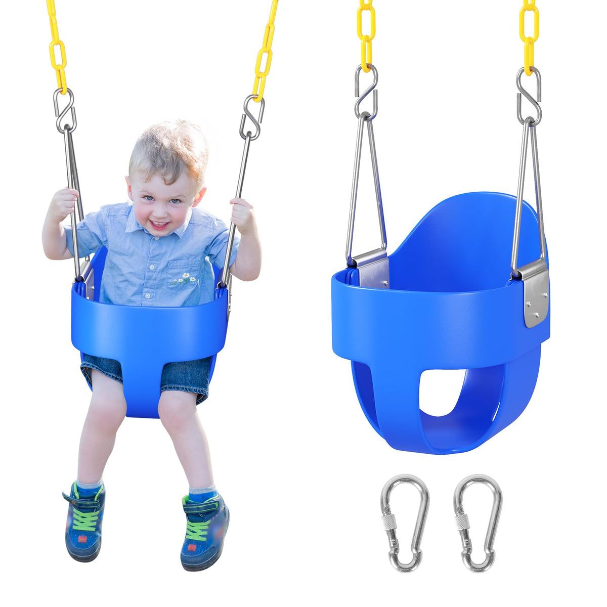 DECORLIFE Toddler Swing Seat – Outdoor Baby Swing with Coated Chains, 330 lbs Capacity, Fully Assembled, Blue