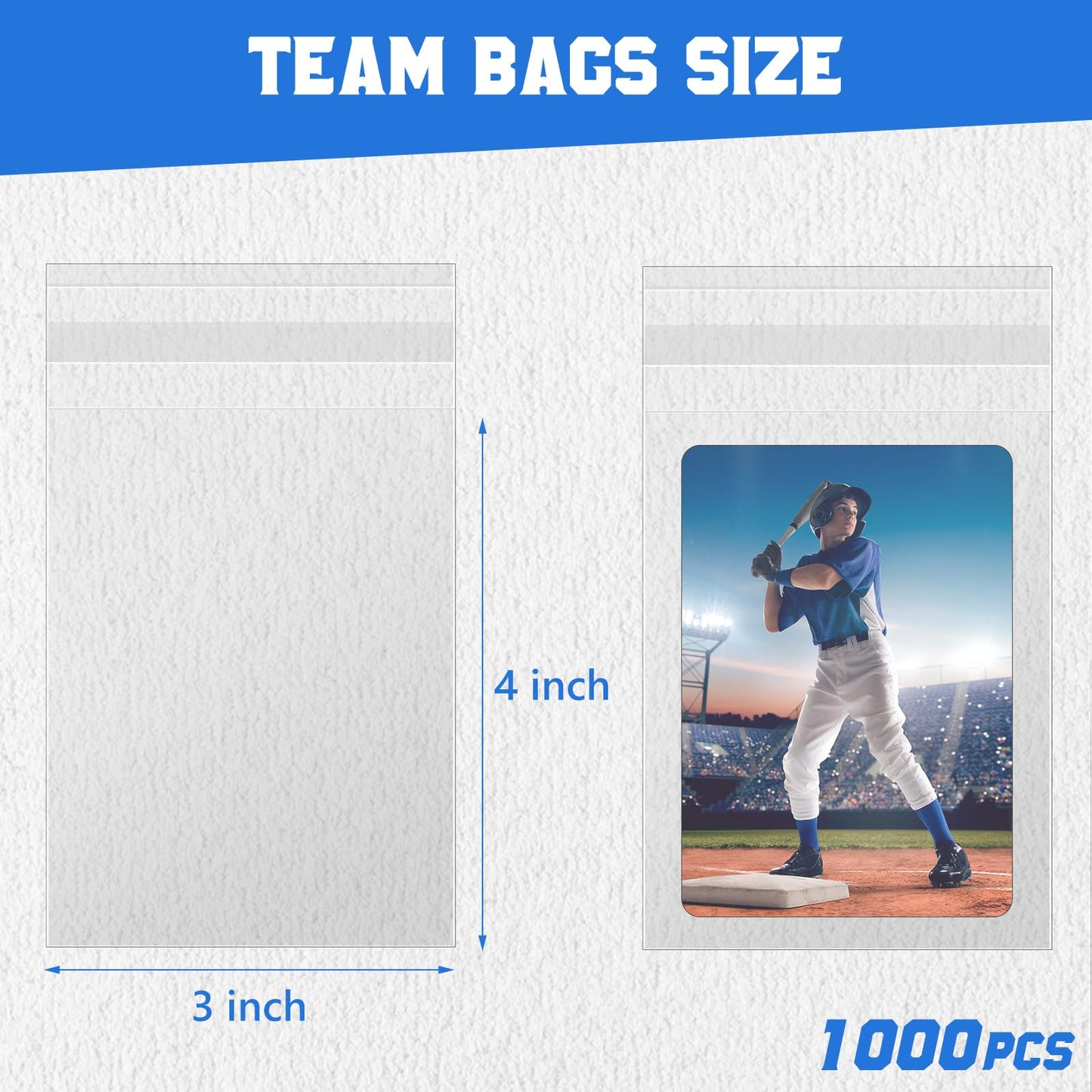 DEDC 1000 Pcs Card Sleeves Team Bags | 3x4 Top Loader Fit for Trading Cards