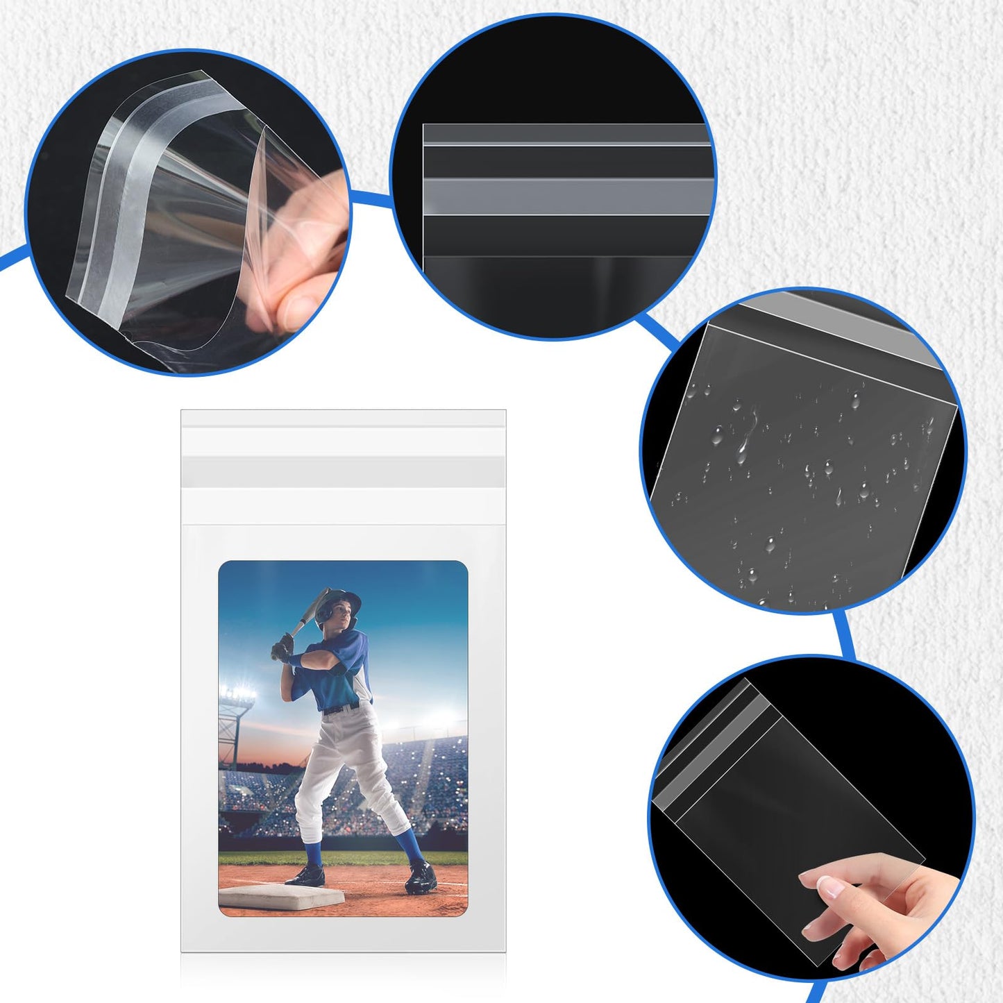 DEDC 1000 Pcs Card Sleeves Team Bags | 3x4 Top Loader Fit for Trading Cards