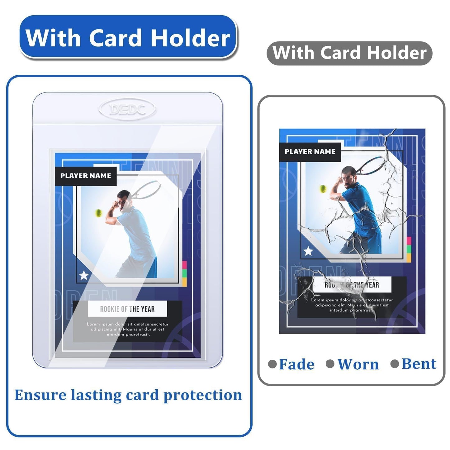 DEDC Card Grading Submission Kit – 3 Pack with 75 Semi-Rigid Holders, 150 Penny Sleeves, 3 Shipping Labels & Wiping Cloths