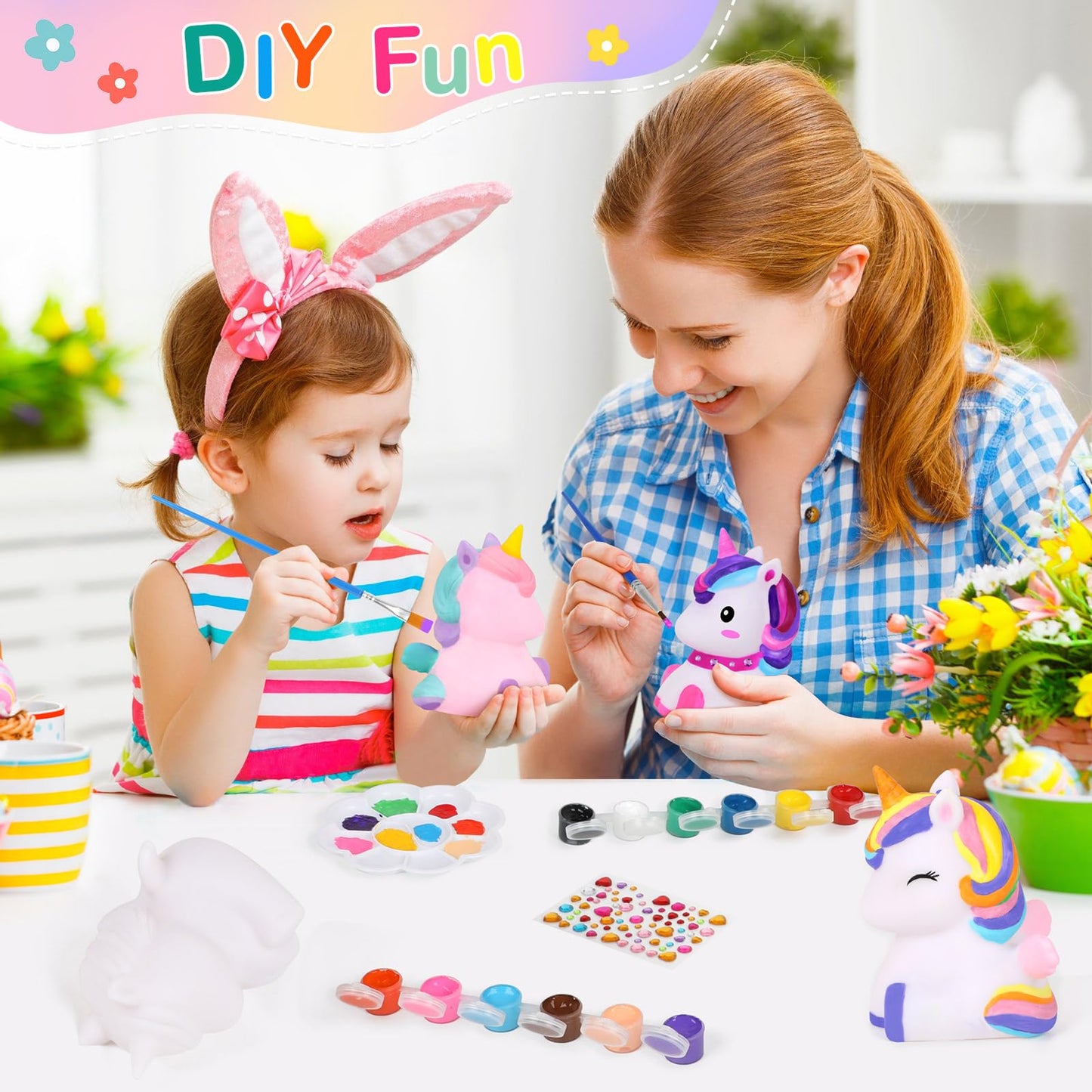 dededa Paint Your Own Unicorn Night Light Kit – 2pc DIY Craft for Kids 4-12