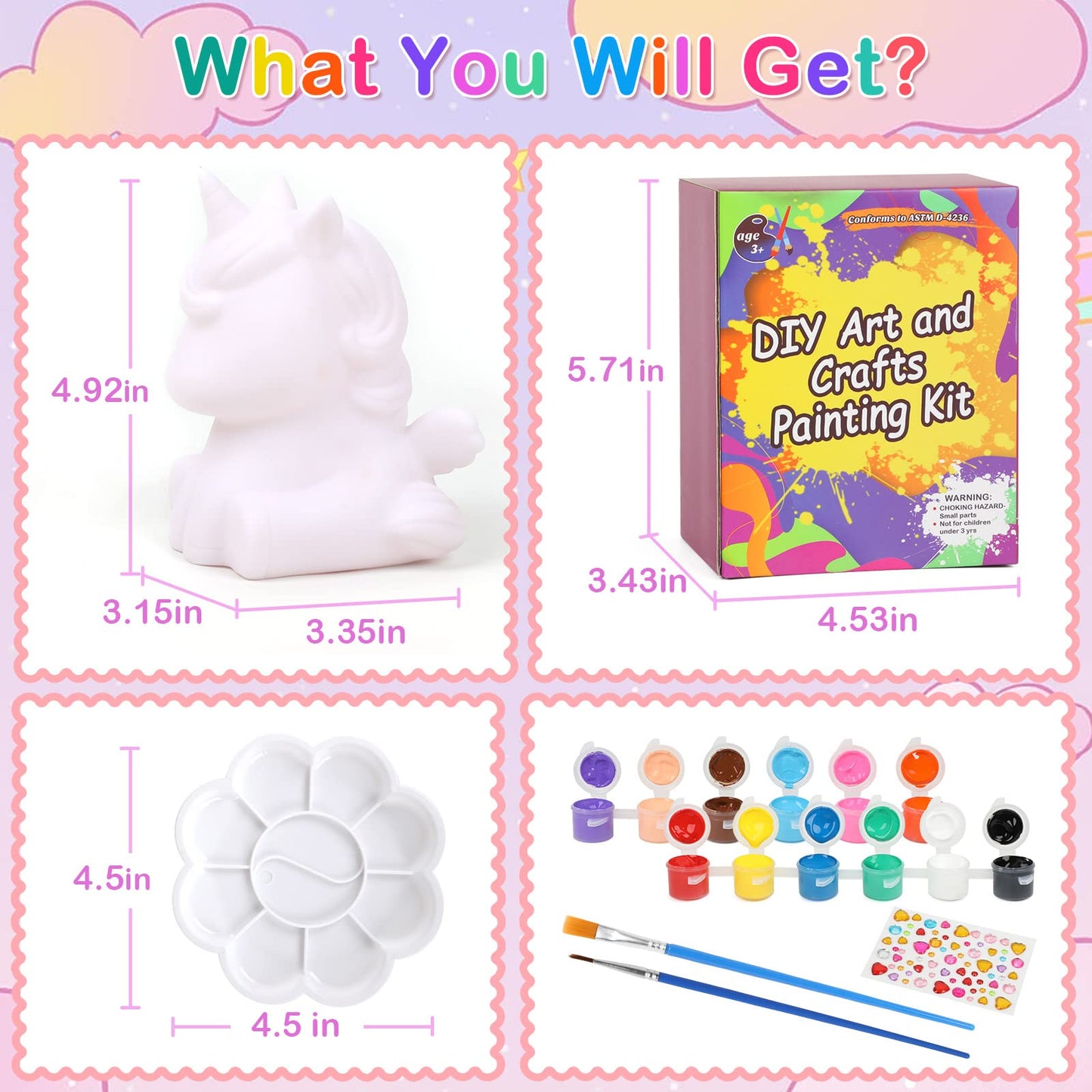 dededa Paint Your Own Unicorn Night Light Art Kit for Kids 4-12+ | Creative Unicorn Painting Gift