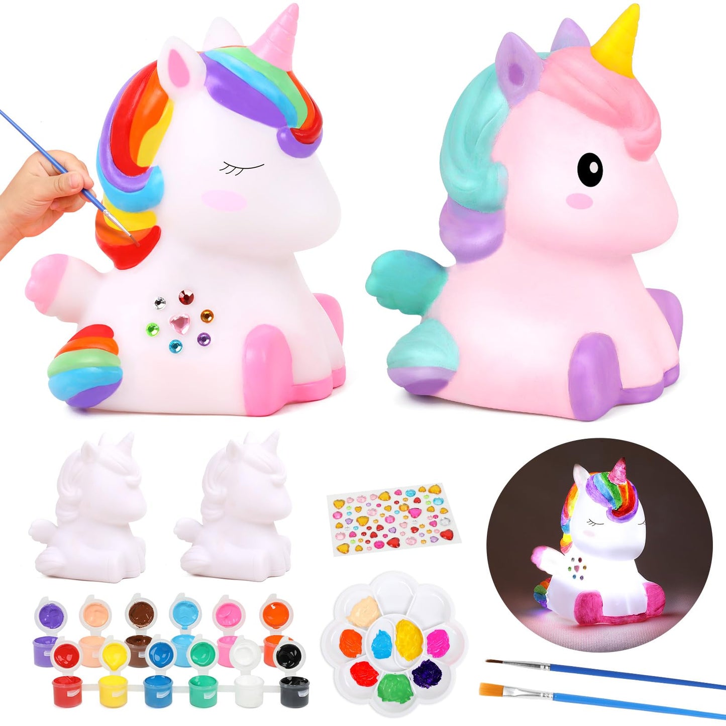 dededa Paint Your Own Unicorn Night Light Kit – 2pc DIY Craft for Kids 4-12