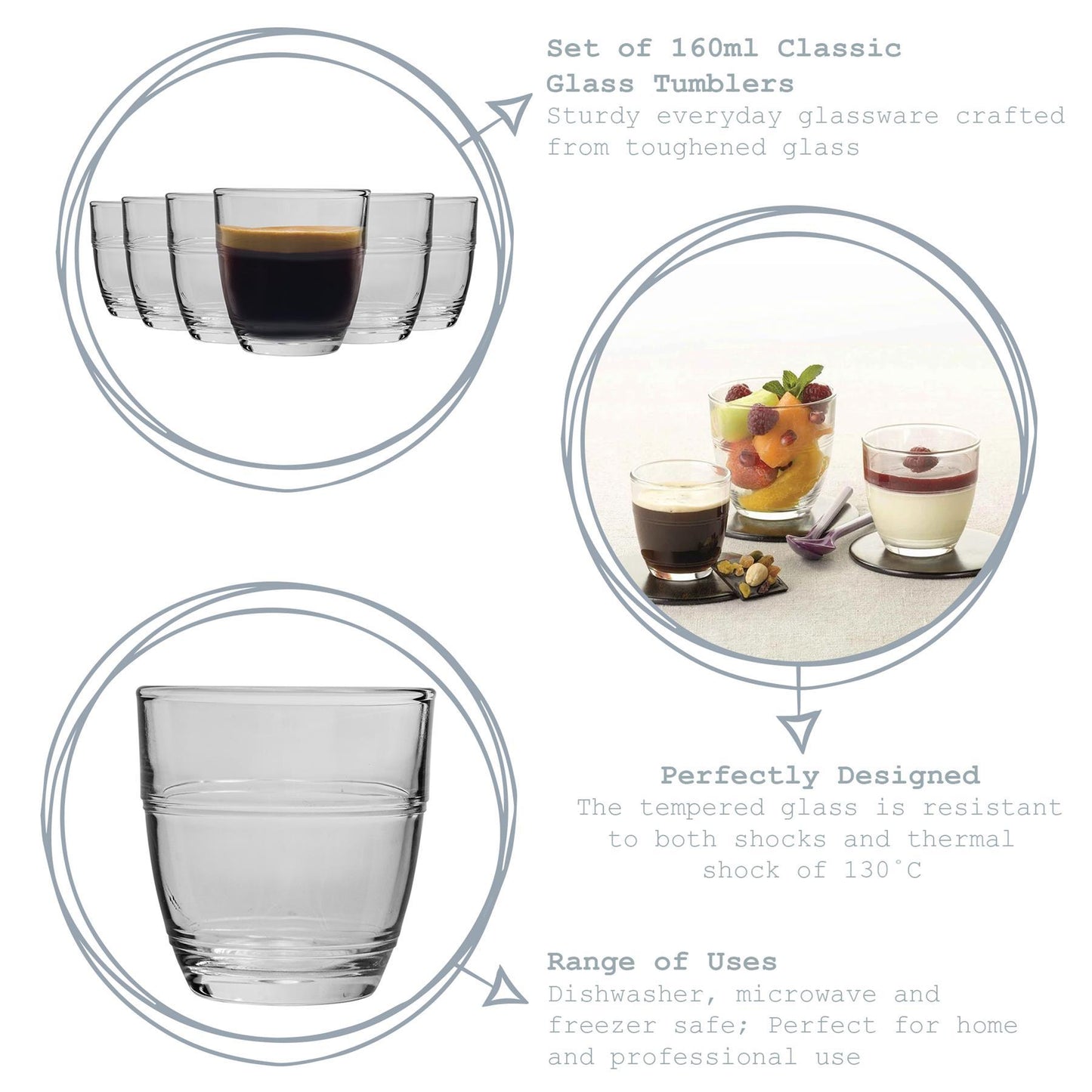160ml Gigogne Water Glasses - Pack of Six