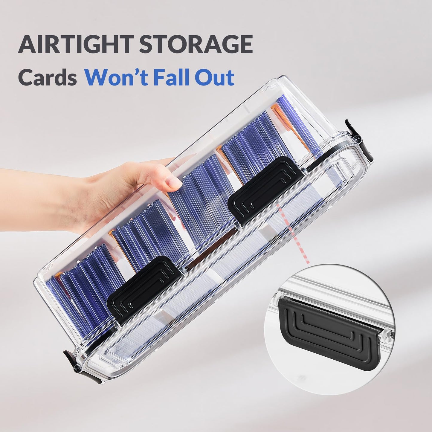 DEEIF Toploader Storage Box 2-Pack – 5 Dividers, Clear Card Case for 165 Toploaders / 650 Cards