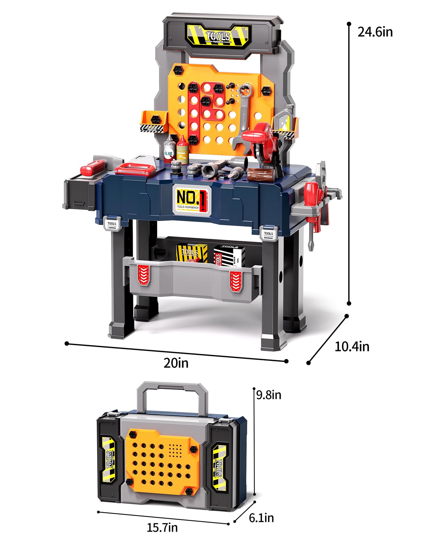 Deejoy Kids Tool Bench with Realistic Drill | Convertible Toddler Construction Set (Ages 3-5)