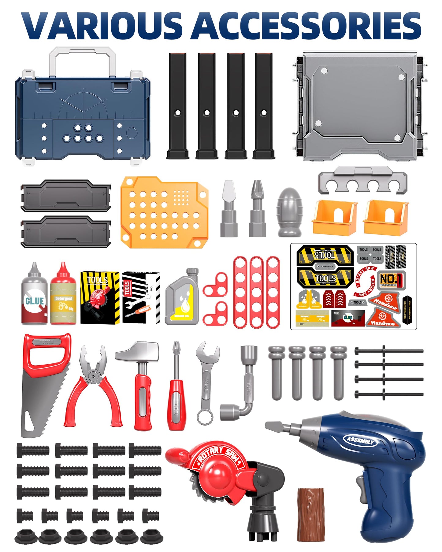Deejoy Kids Tool Bench with Realistic Drill | Convertible Toddler Construction Set (Ages 3-5)