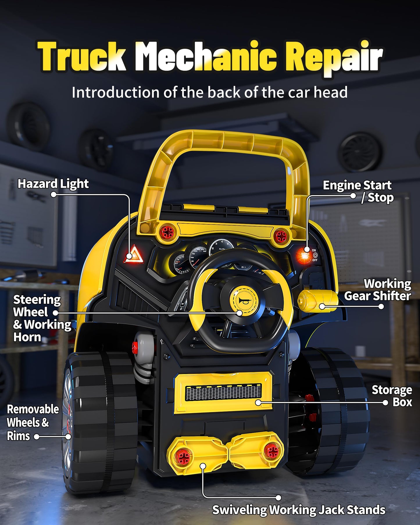 Deejoy Large Truck Builder Kit for Toddlers 3-5 – Mechanic Workshop with Light & Sound