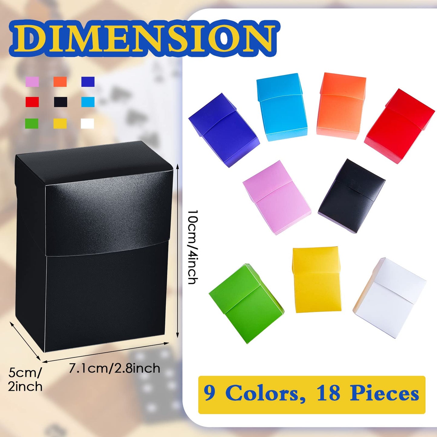 Deekin 18-Pack Deck Card Box – Portable Trading Card Storage Case (Bright Colors)