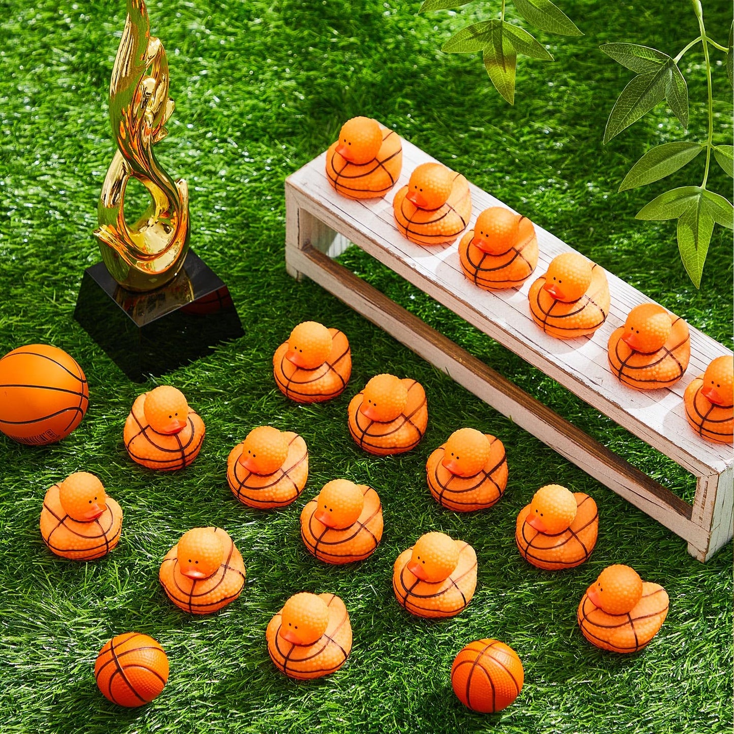 Deekin Basketball Rubber Ducks 24-Pack – 2-Inch Bulk Party Favors for Sports Events