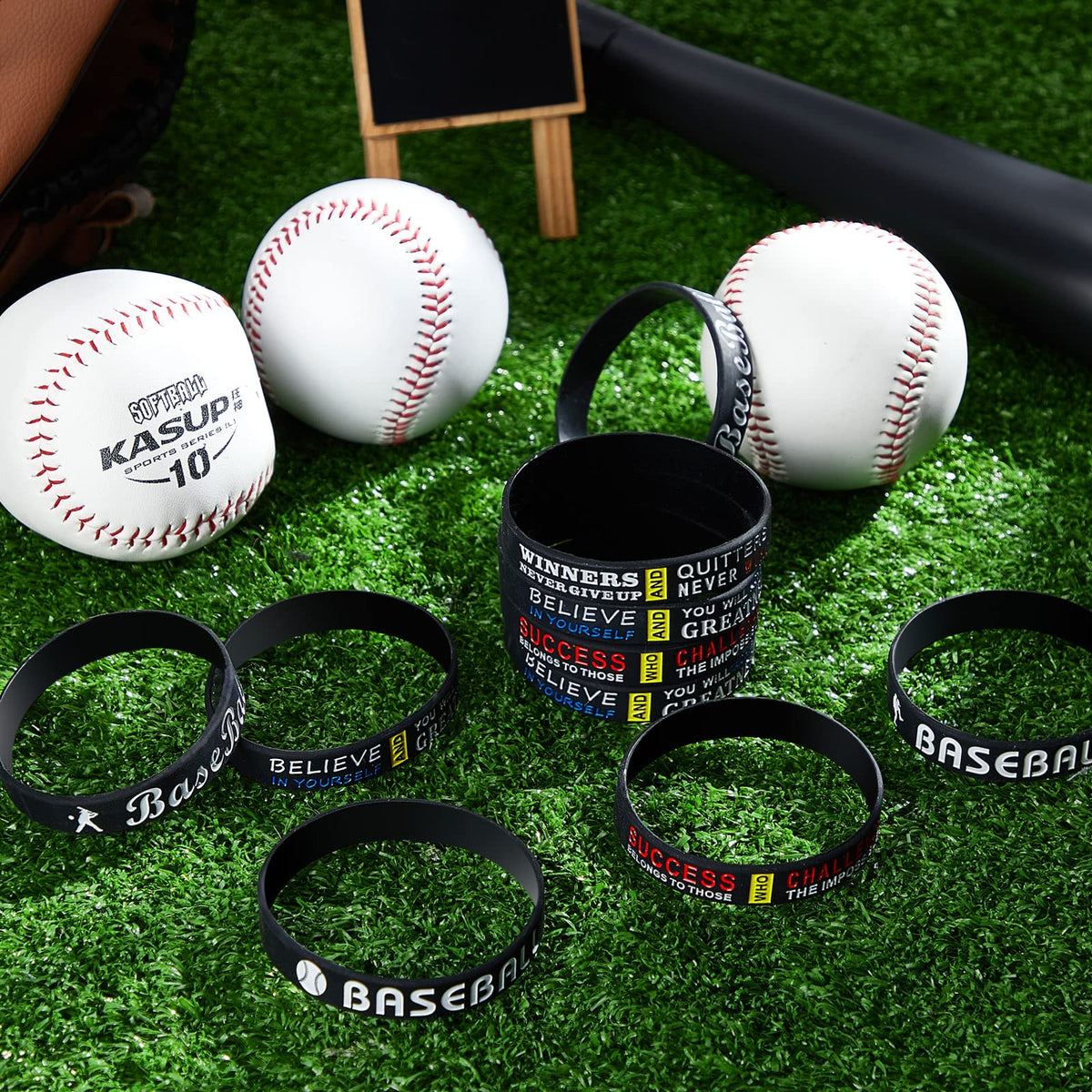 Deekin 36 Pcs Baseball Motivational Silicone Wristbands – 3 Styles for Team Spirit & Party Favors