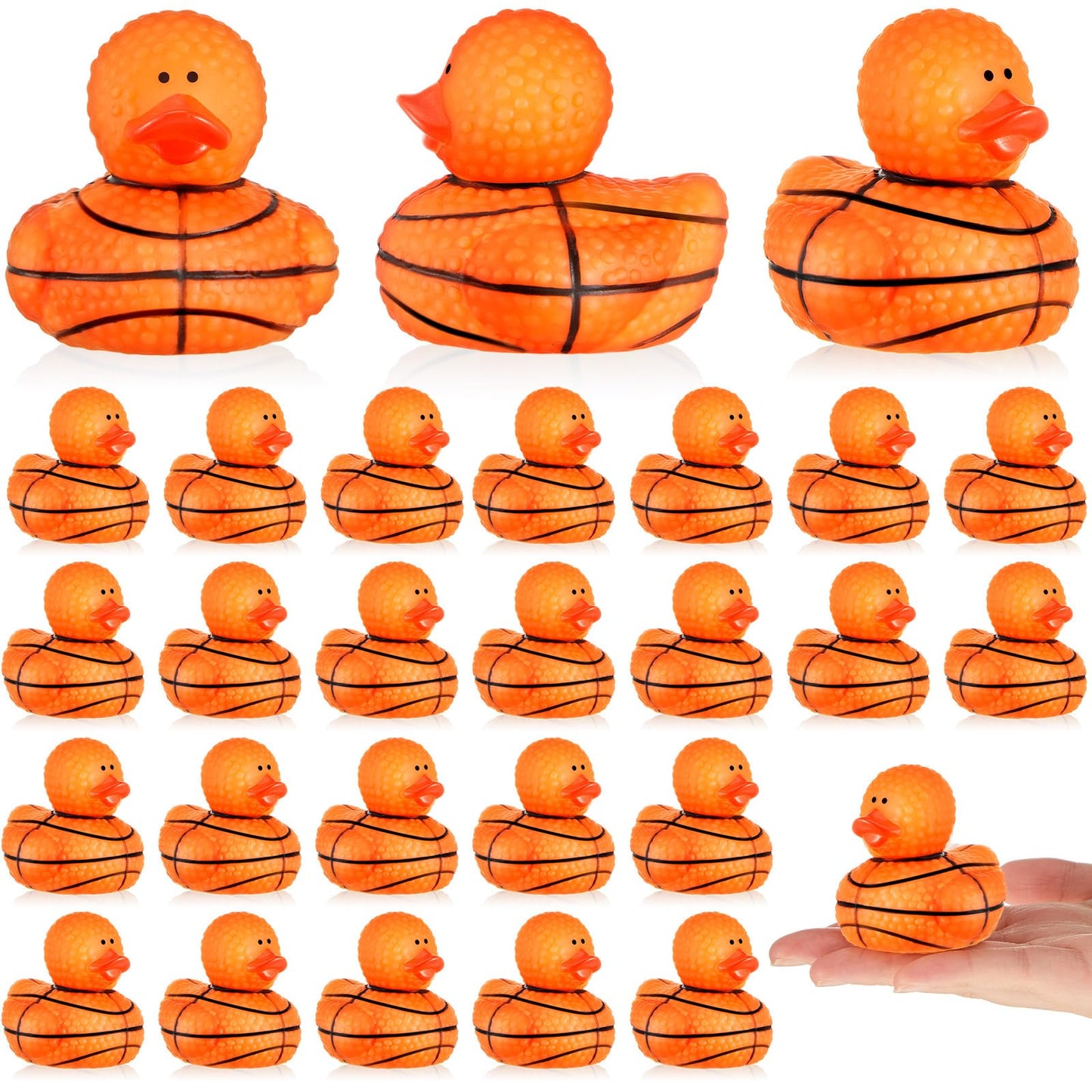 Deekin Basketball Rubber Ducks 24-Pack – 2-Inch Bulk Party Favors for Sports Events