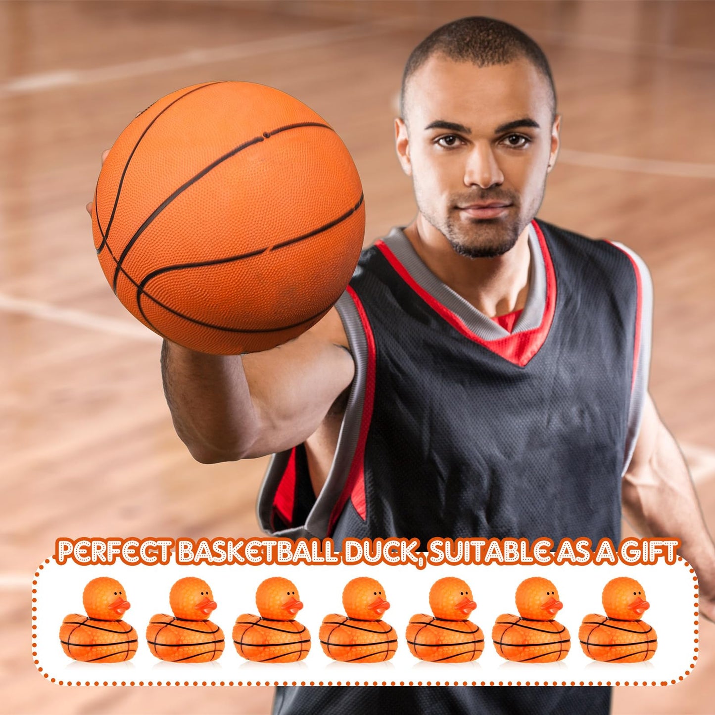 Deekin Basketball Rubber Ducks 24-Pack – 2-Inch Bulk Party Favors for Sports Events