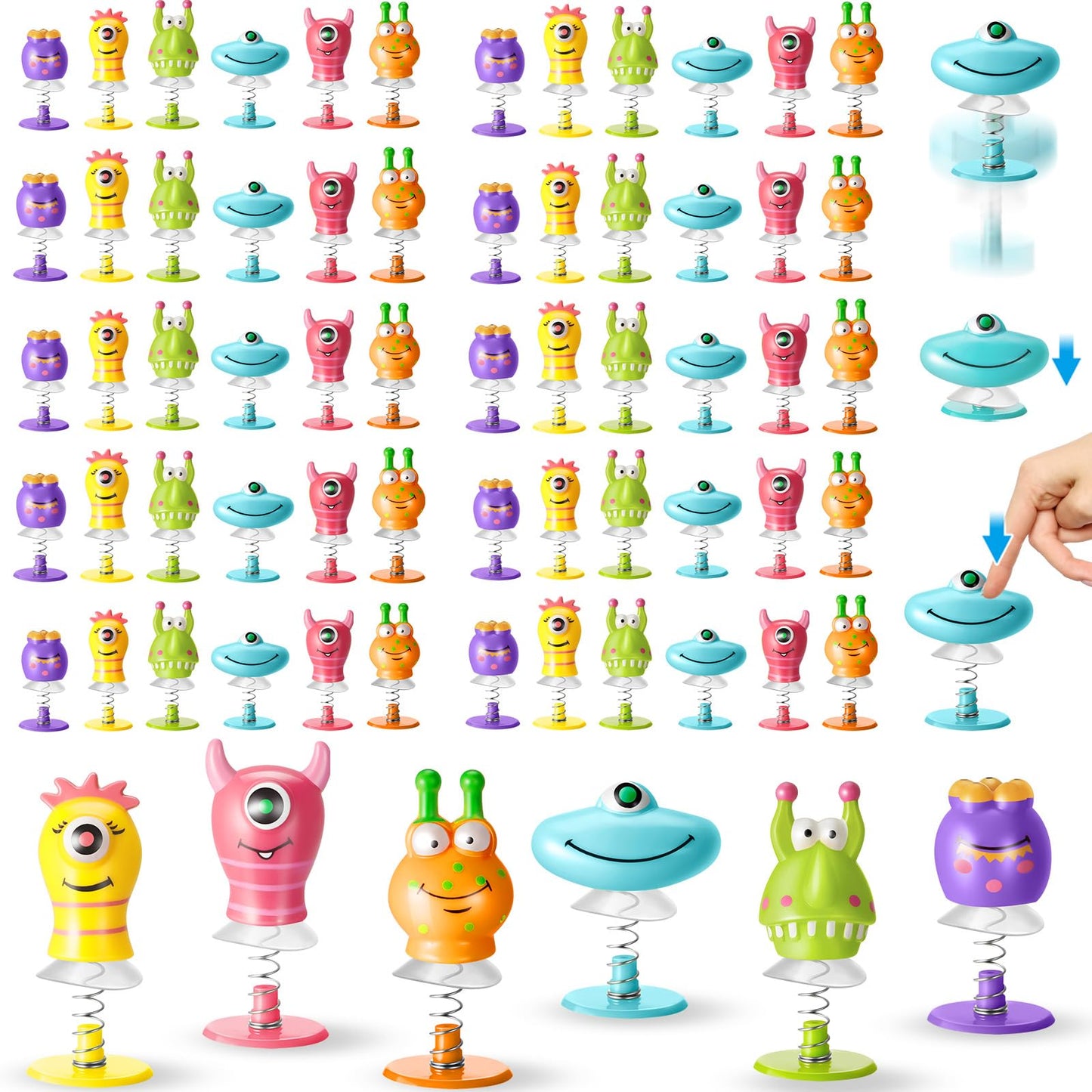 Deekin 60-Piece Big Eye Animal Spring Launcher Toys – 6 Styles Jumping Party Favors for Kids