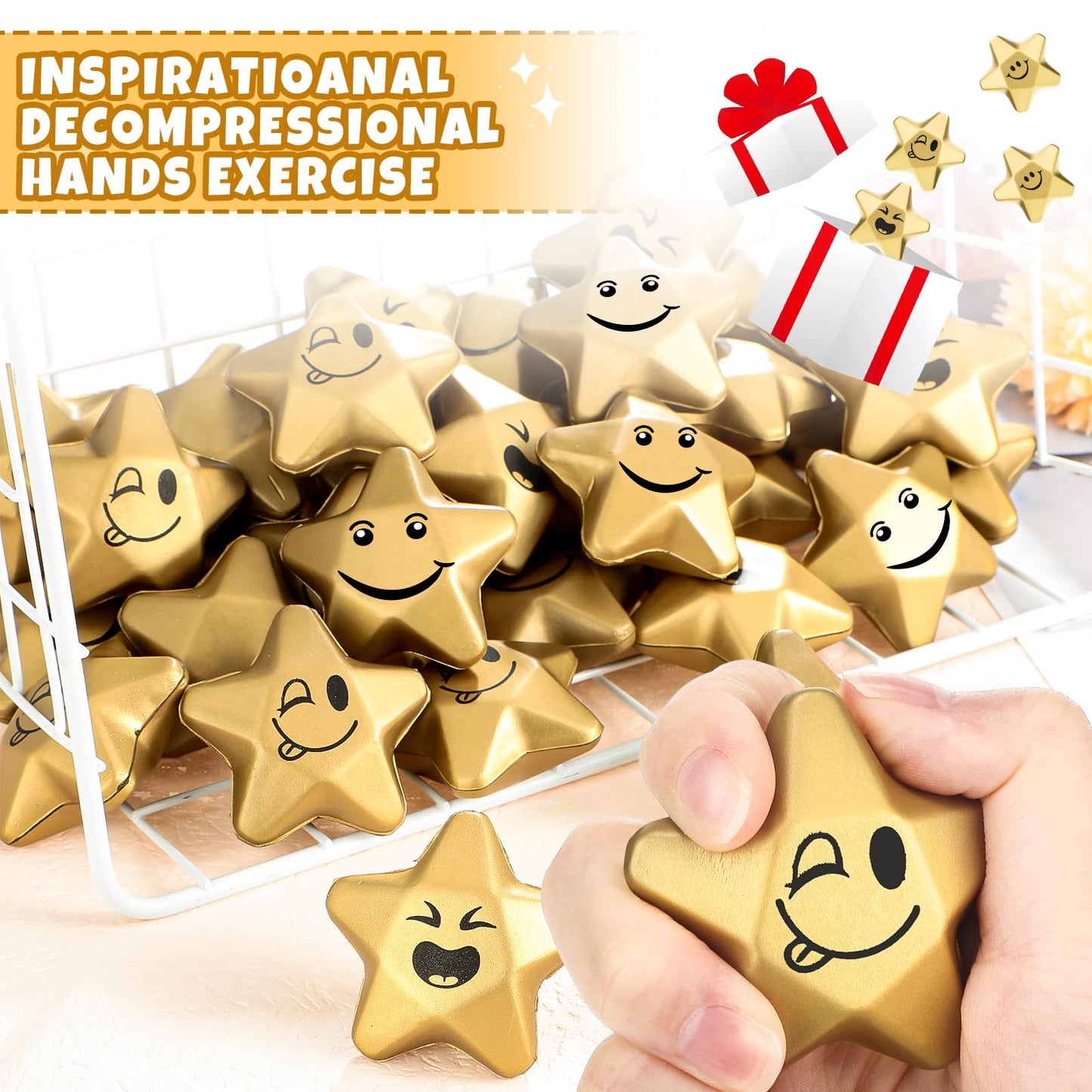 Deekin 36-Piece Star Stress Balls — Mini Foam Squeeze Toys 1.6 in