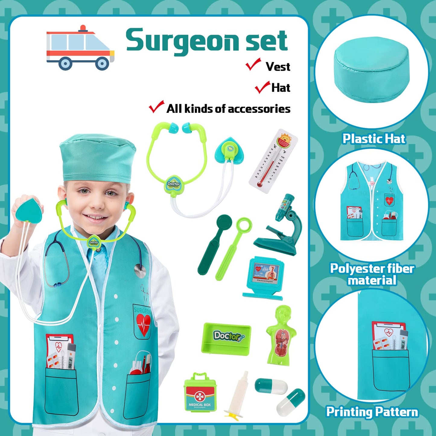 Deekin Community Helpers Costume Set for Kids – 5 Dress-Up Outfits (Ages 3–7)