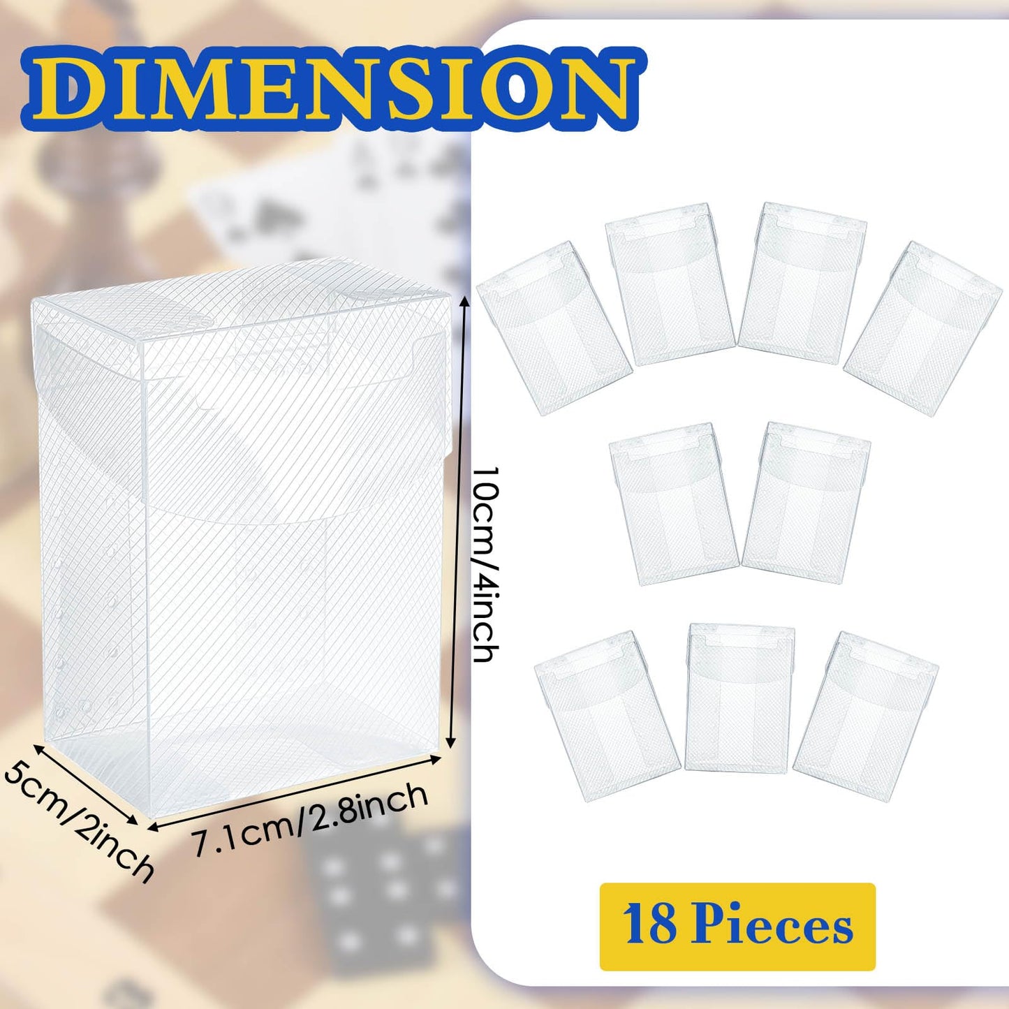 Deekin 18-Pack Deck Card Box – Clear Trading Card Storage Case (4 x 2.8 x 2 in)