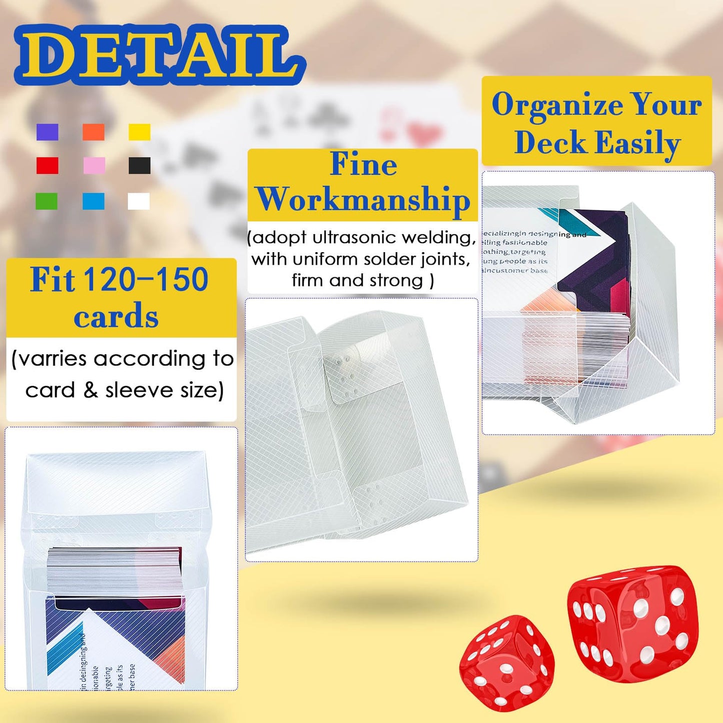 Deekin 18-Pack Deck Card Box – Clear Trading Card Storage Case (4 x 2.8 x 2 in)
