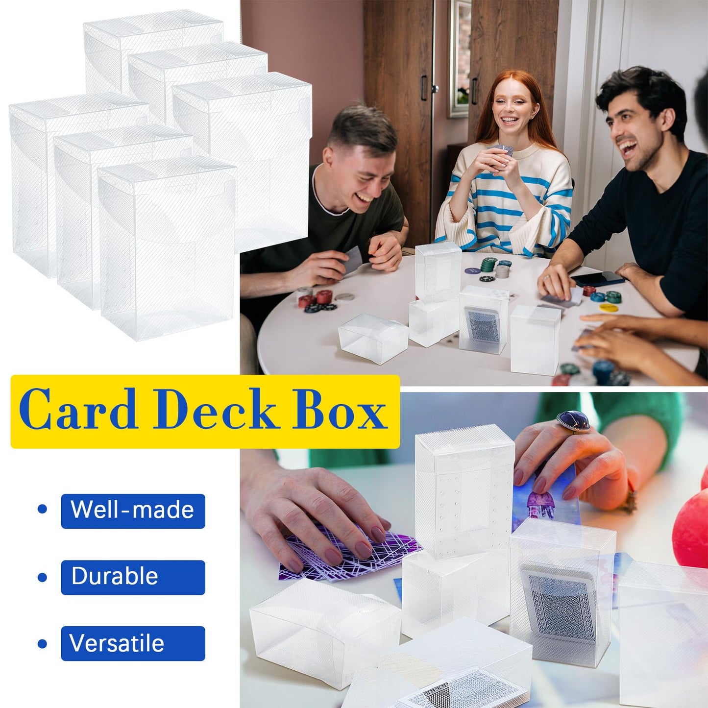 Deekin 18-Pack Deck Card Box – Clear Trading Card Storage Case (4 x 2.8 x 2 in)