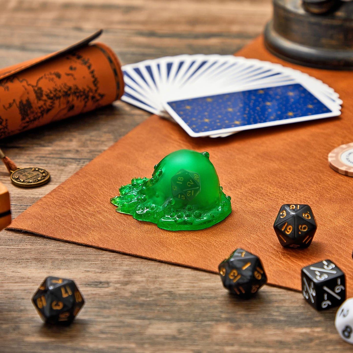 Deekin Dice Jail Gelatinous Cube – Translucent Resin Dice Prison Cage for Tabletop Games (Green)