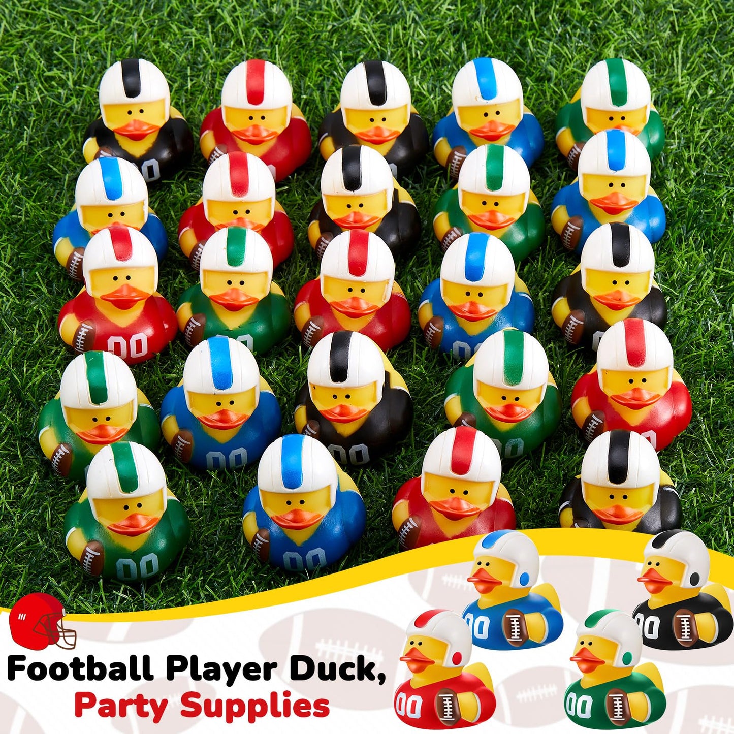 Deekin Football Rubber Ducks 2-Inch Bulk Pack – 24 Football Themed Party Favors & Decor