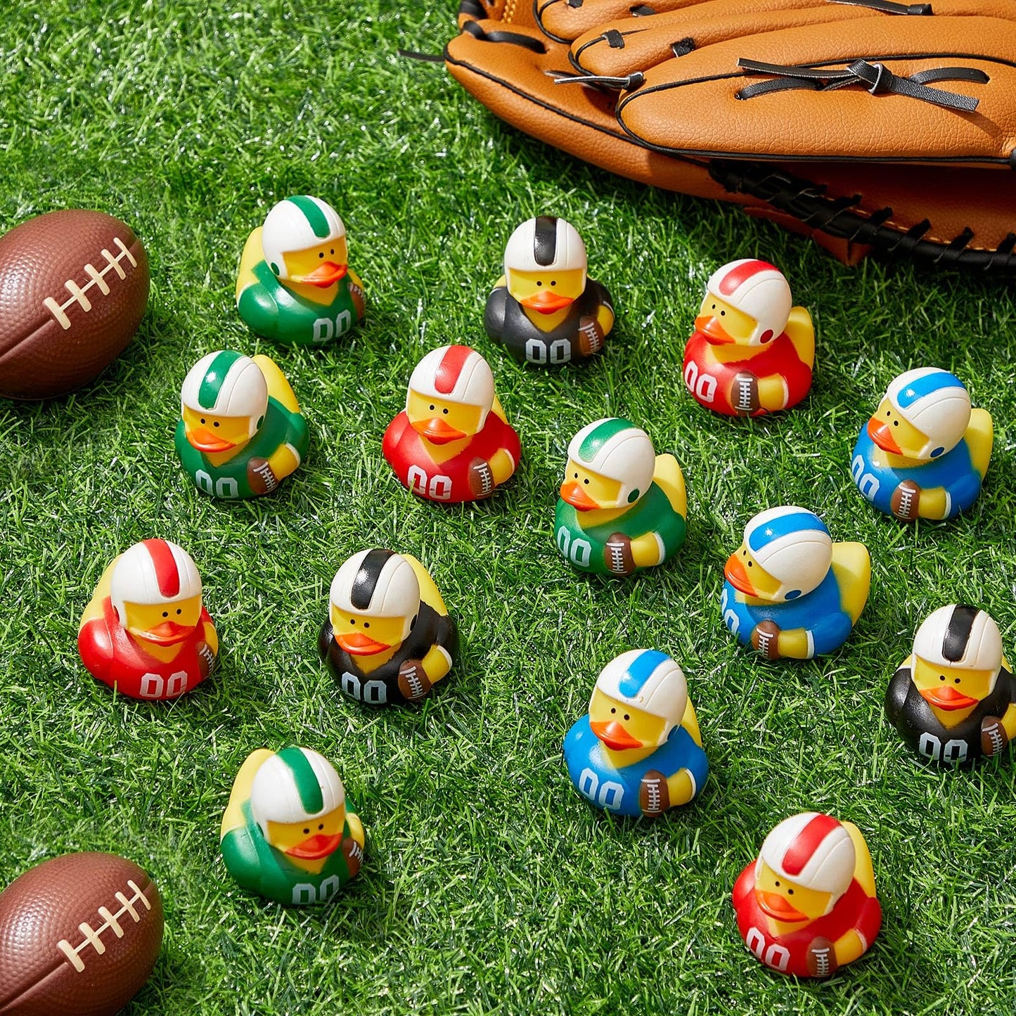 Deekin Football Rubber Ducks 2-Inch Bulk Pack – 24 Football Themed Party Favors & Decor