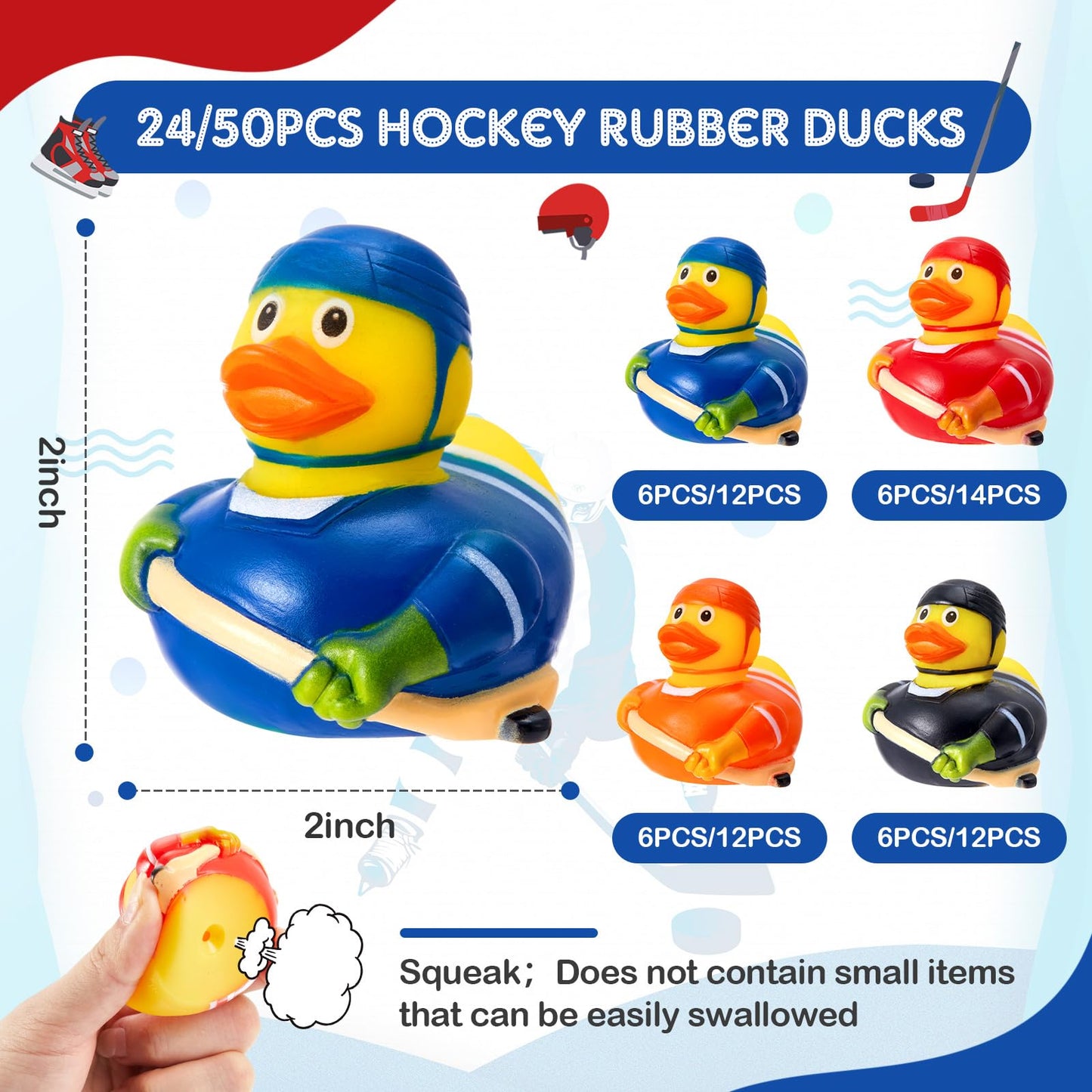 Deekin Rubber Ducks 24 Pcs – Hockey Player Bulk Party Favors for Team Events & Birthday Parties