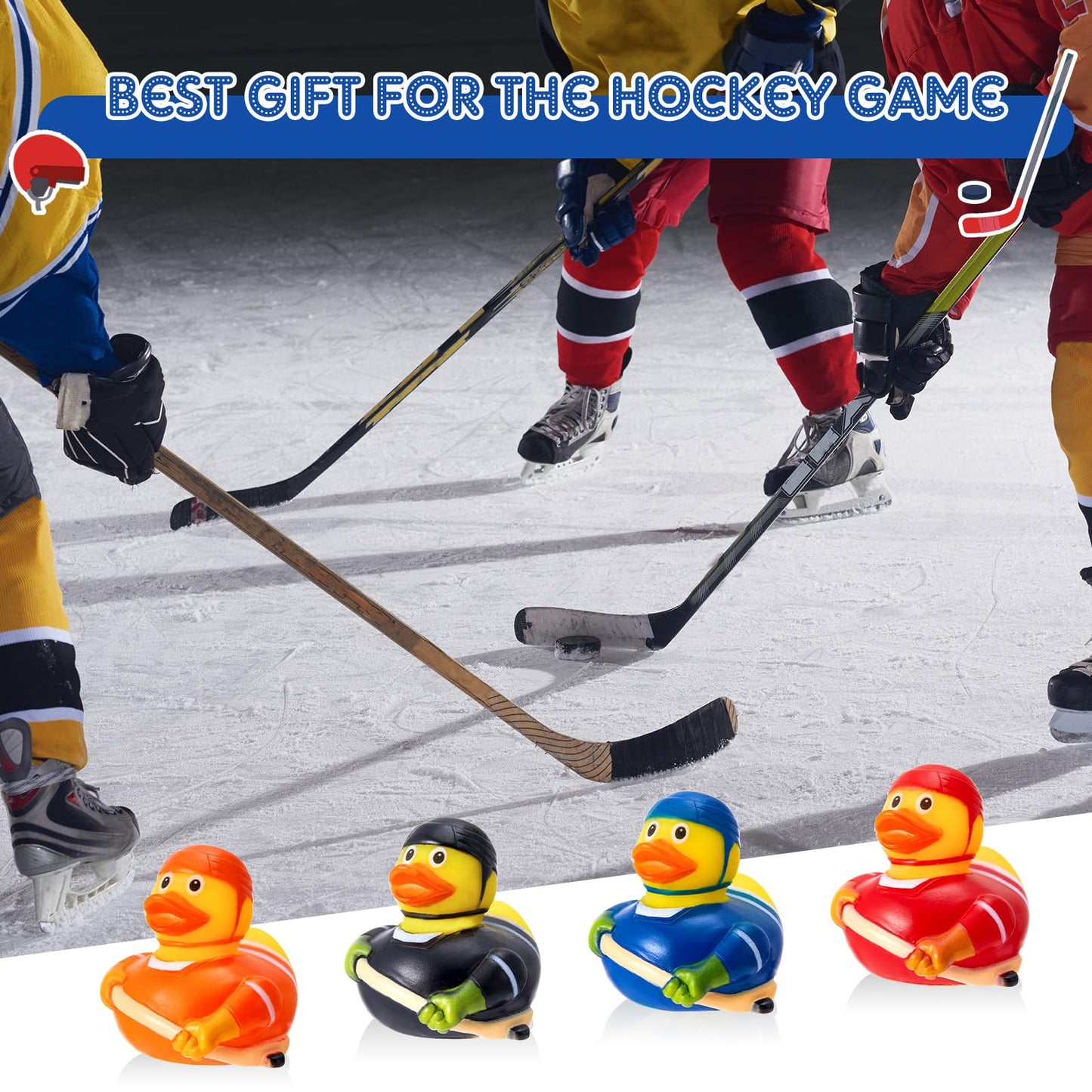 Deekin Rubber Ducks 24 Pcs – Hockey Player Bulk Party Favors for Team Events & Birthday Parties