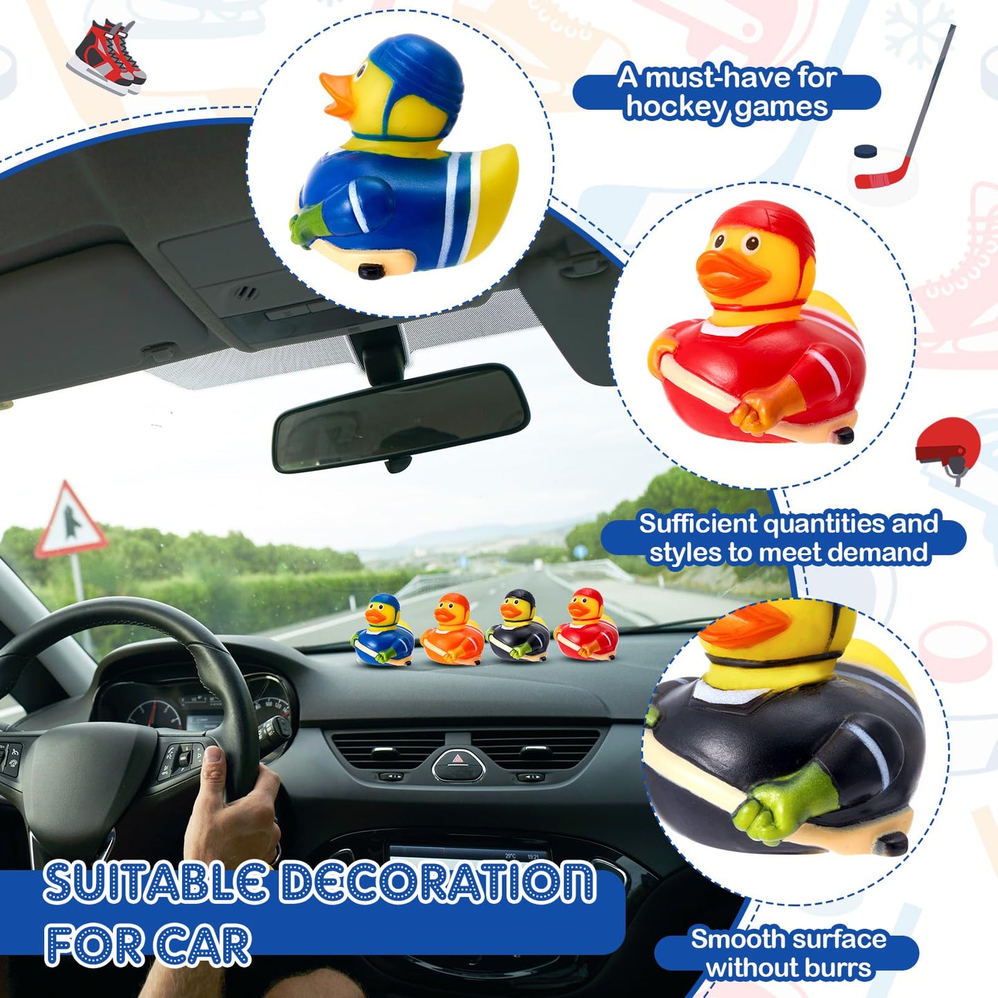 Deekin Rubber Ducks 24 Pcs – Hockey Player Bulk Party Favors for Team Events & Birthday Parties