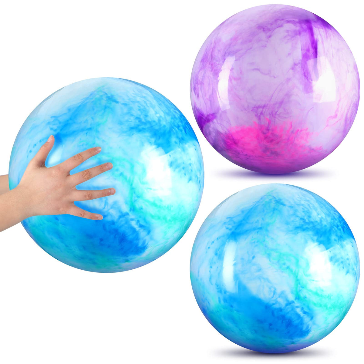 Deekin 2-Pack Marbleized 15-Inch Inflatable Bouncy Balls – Large Outdoor Play Balls